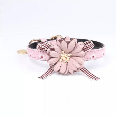 Guleră reglabilă Animale de companie Guler pentru câini Floare Cățeluș Pisică Guler pentru câine Set de lesă pentru câini mici și mijlocii Colier din piele Accesorii pentru animale de companie