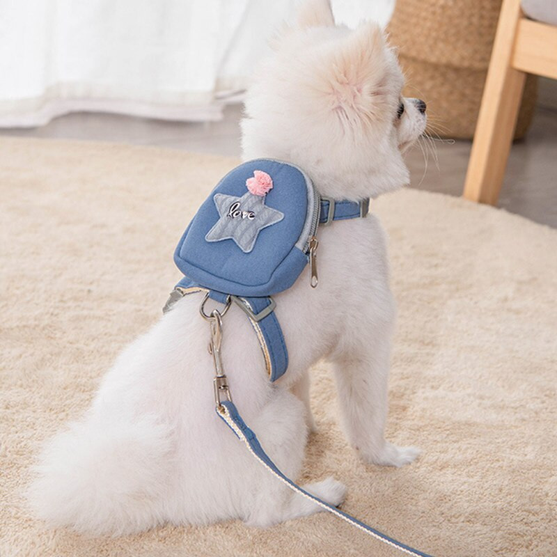 set ham și lesă pentru câini ham pentru câini ham pentru căței cu geantă pentru plimbări câini hamuri și lese cu rucsac accesorii pentru animale de companie