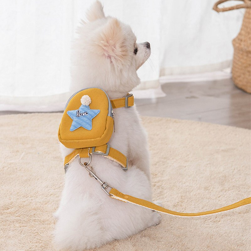 set ham și lesă pentru câini ham pentru câini ham pentru căței cu geantă pentru plimbări câini hamuri și lese cu rucsac accesorii pentru animale de companie