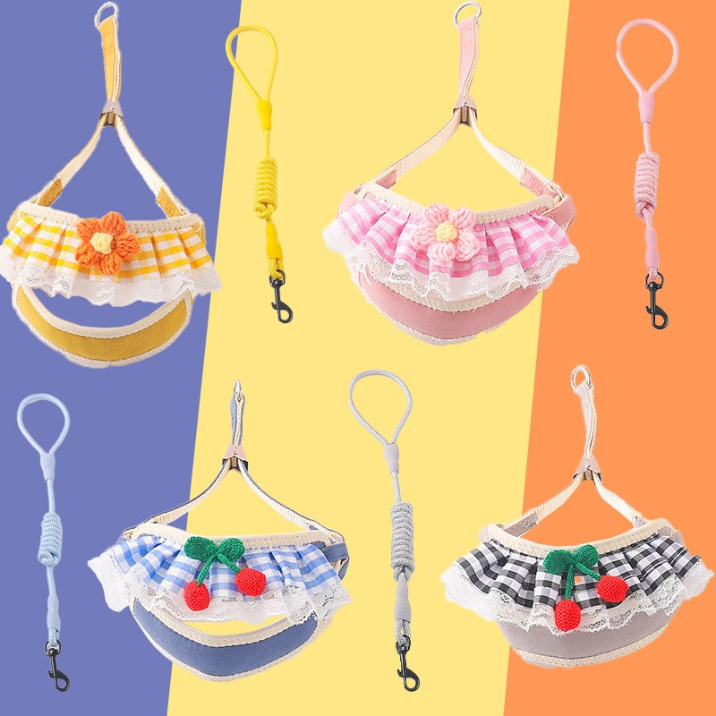 Curea pentru piept pentru câine Lesă pentru câine Curea drăguță pentru piept cireș, pisică de pluș, câine mic, lanț pentru câini, articole pentru animale de companie, frânghie pentru câini, accesorii pentru câini