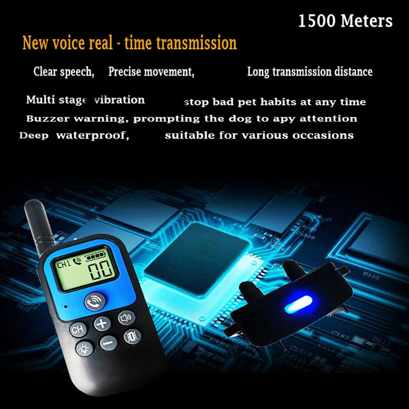 Kahele koerale Lemmikloomade hääletreener, 1500 m vahemaa, sisetelefon, koeratreening, haukumiskaitse, elektrilöögita haukumiskaitse kaelarihm