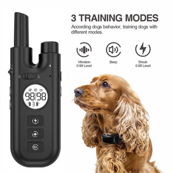 Electric Dog Training Collar Stop Barking Anti Bark Equipment 800m Τηλεχειριστήριο για σκύλους Αδιάβροχο κραδασμικό κολάρο