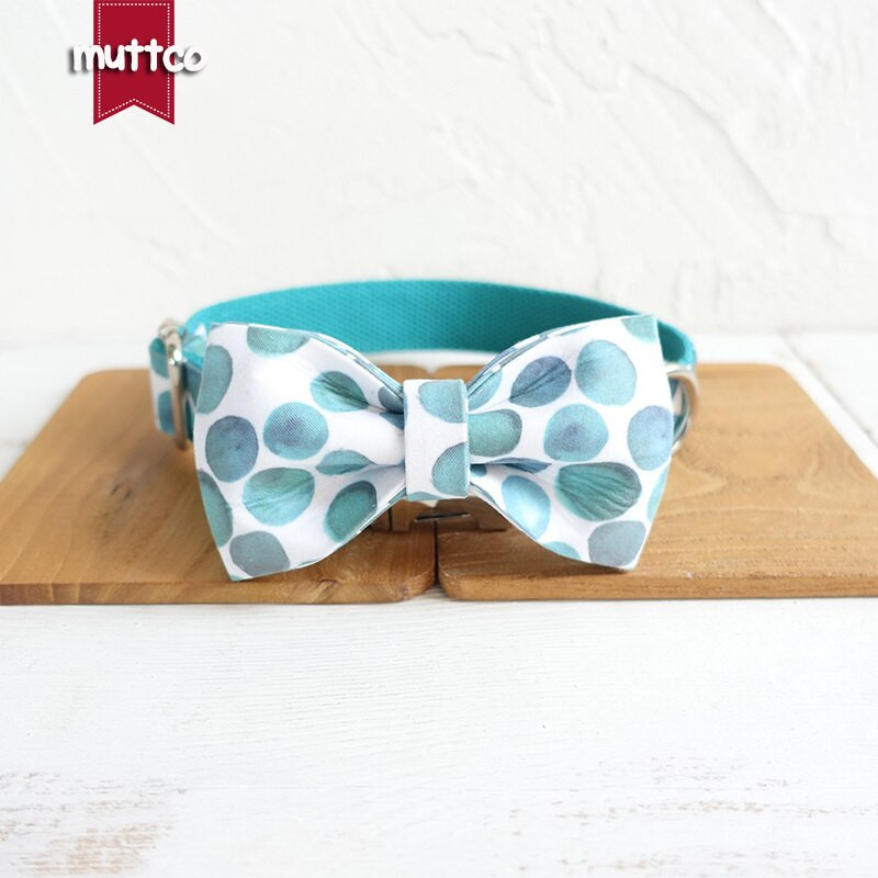 MUTTCO χειροποίητο αξεσουάρ για κατοικίδια κόμπος πεταλούδα THE BUBBLE μοντέρνο λουρί γιακά σκύλου σετ παπιγιόν κολιέ 5 μεγέθη UDC053