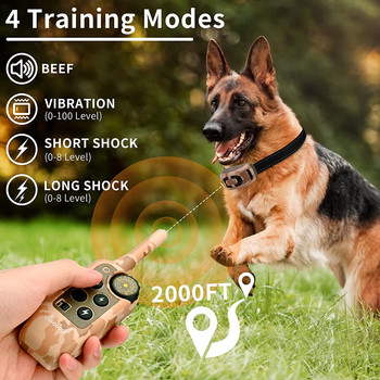 SODOG 2000 фута нашийник за обучение на кучета Водоустойчив RC нашийник за кучета с електрошок