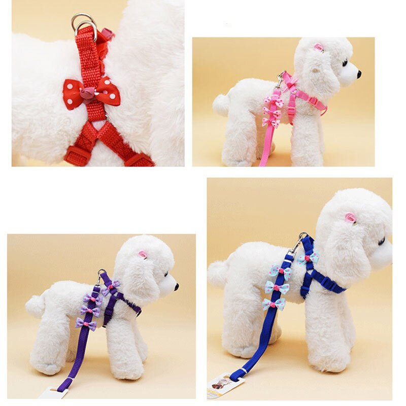 Σετ λουριών και λουριών για κολάρο κατοικίδιων με φιόγκο Αξεσουάρ Puppy Cute Nylon λουρί Γάτες Προμήθειες για σκύλους Chihuahua Σχεδιαστής κοστουμιών