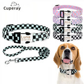 Koera kaelarihma ja jalutusrihma komplekt, pehme reguleeritav turvapandlaga koera kaelarihm, nimesildi ID sildi kaelarihmad suurtele keskmise suurusega väikestele koertele