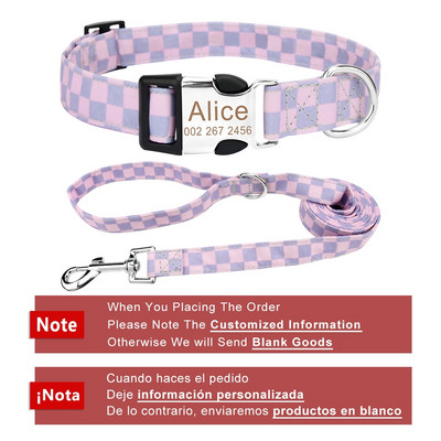 Koera kaelarihma ja jalutusrihma komplekt, pehme reguleeritav turvapandlaga koera kaelarihm, nimesildi ID sildi kaelarihmad suurtele keskmise suurusega väikestele koertele