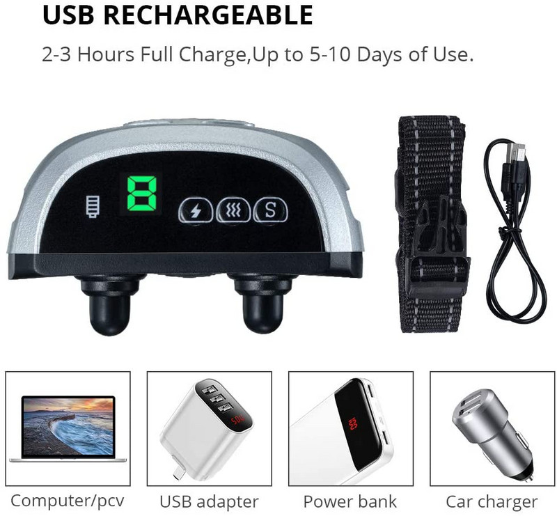 9 taset reguleeritav turvaline koerte repeller Koera haukumata kaelarihm Automaatne efektiivne laetav elektriline koera haukumisamortisaatori kaelarihm