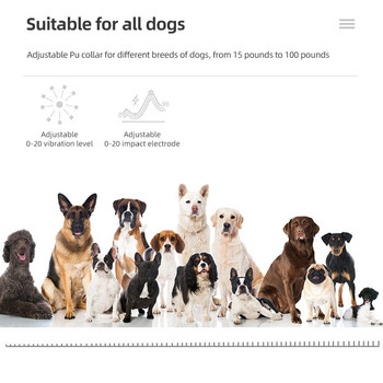 Κολάρο εκπαίδευσης σκύλων USB 800M Anti Bark Stop Shock Τηλεχειριστήριο για κατοικίδια Επαναφορτιζόμενος ήχος κραδασμών για σκύλους Ηλεκτρικό σοκ