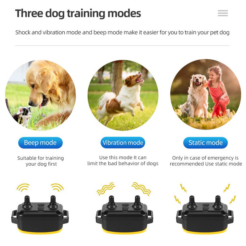 Κολάρο εκπαίδευσης σκύλων USB 800M Anti Bark Stop Shock Τηλεχειριστήριο για κατοικίδια Επαναφορτιζόμενος ήχος κραδασμών για σκύλους Ηλεκτρικό σοκ