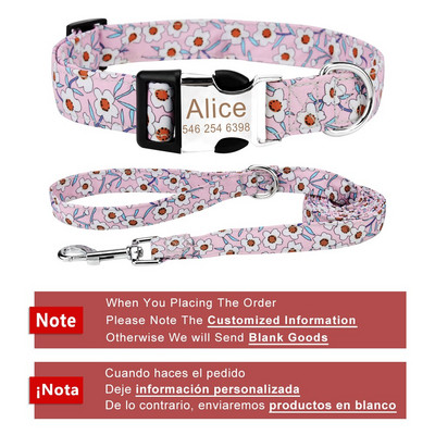 Zgarda personalizata pentru caini de talie medie medie cu catarama metalica gravata cu nume si numar de telefon - lesa draguta de lux disponibila