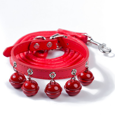 1 set de animale de companie drăguț guler clopoțel lesă set pisică guler reglabil colier cățeluș câini mici guler PU lese curea de plumb