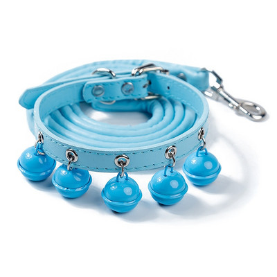 1 set de animale de companie drăguț guler clopoțel lesă set pisică guler reglabil colier cățeluș câini mici guler PU lese curea de plumb