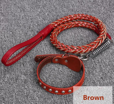 Seturi de lesă pentru guleră durabilă pentru câini Lant original din piele de vacă pentru animale de companie, 4 culori, cureaua pentru gât pentru câini mici/medii/mari Satsuma