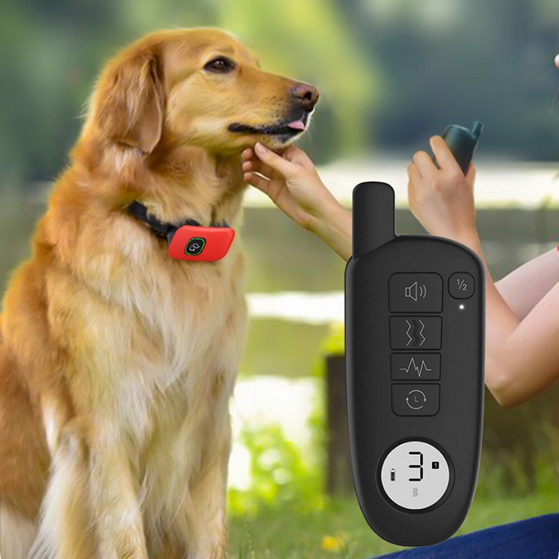 Guler de dresaj de câini lectric, rezistent la apă, șoc electric, vibrație, lătrat câinilor, telecomandă, șoc, vibrație, sunet, oprire lătrat