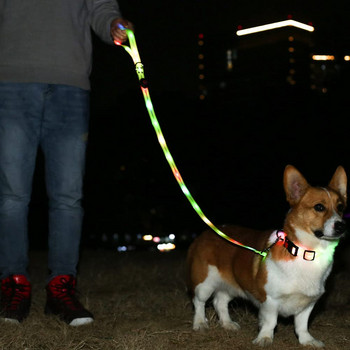 Светещи светлини за каишка за кучета за нощни разходки USB акумулаторна водоустойчива LED каишка за кучета Светещи каишки за нощна безопасност за домашни любимци