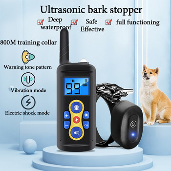 Ultrasonic Dog Training Collar Anti Bark Electric Shocker Strict Pet Training Equipment 800M Electric Shock Collar for Dogs