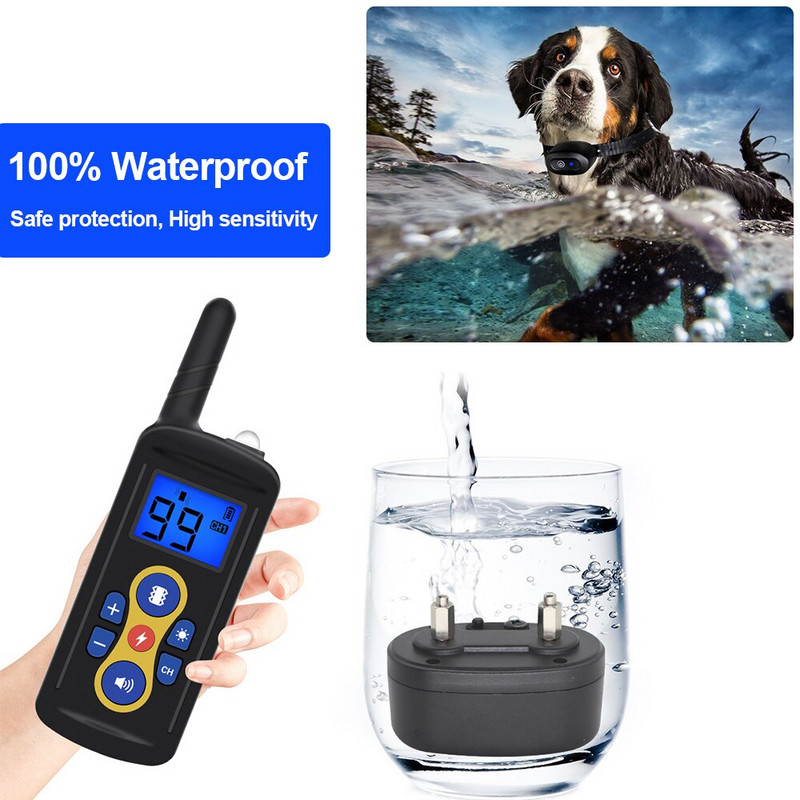 Ultraheli koerte treenimise kaelarihm haukumisvastane elektrišokk, range lemmikloomatreeningu varustus 800M elektrišoki kaelarihm koertele