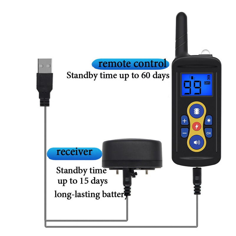Ultraheli koerte treenimise kaelarihm haukumisvastane elektrišokk, range lemmikloomatreeningu varustus 800M elektrišoki kaelarihm koertele
