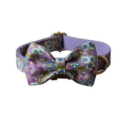 Flori violete Piont Câini Colorat Minunat Animal de companie Respirabil Guler de frânghie de tracțiune Arc Nume personalizat Gravare