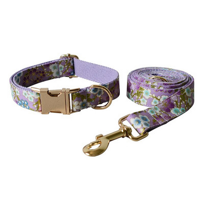 Flori violete Piont Câini Colorat Minunat Animal de companie Respirabil Guler de frânghie de tracțiune Arc Nume personalizat Gravare