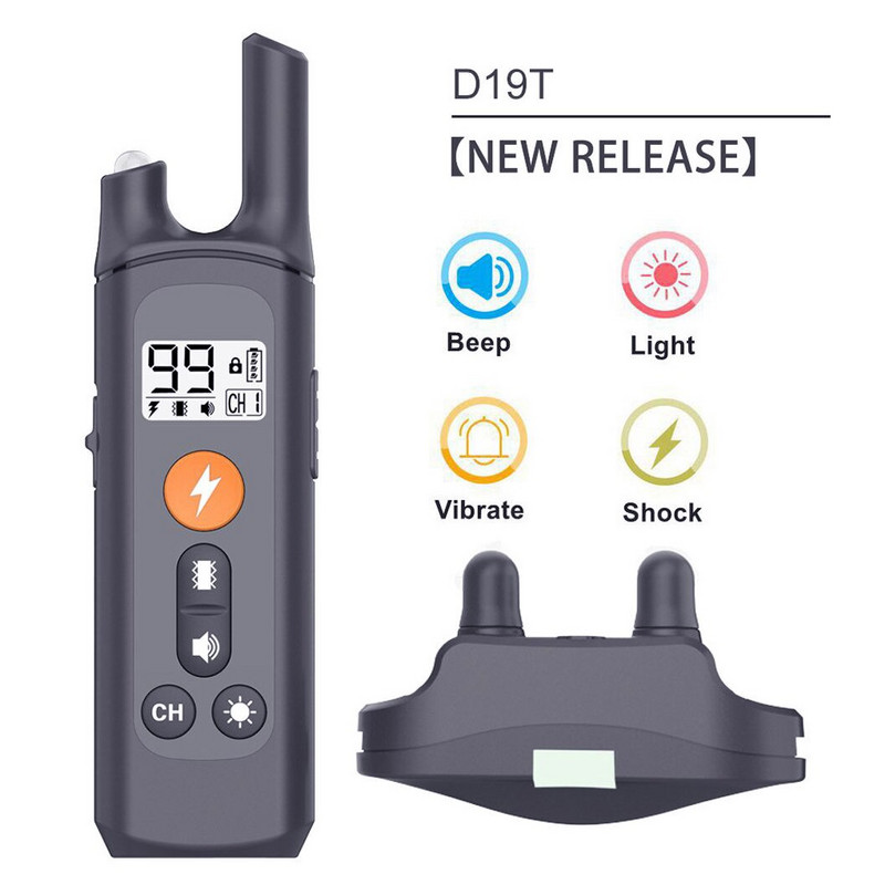 Kaugjuhtimispuldiga koerte šokikaelarihm, elektriline treeningkaelarihm koertele, laetav veekindel koerte treenimisrihm 3 režiimiga