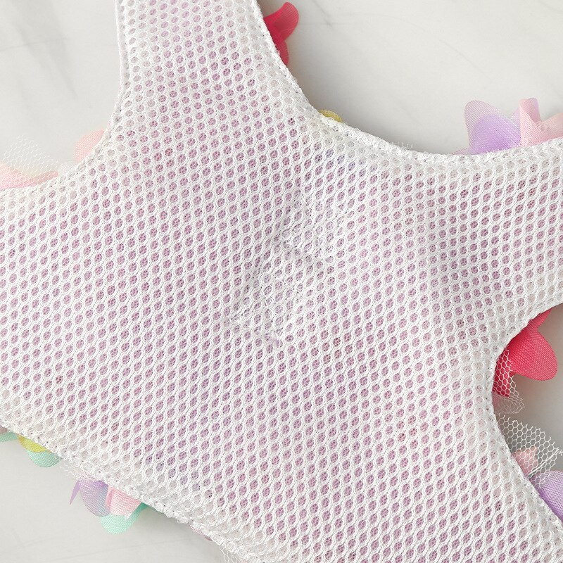 Mielas naminių šunų petnešų ir pavadėlių rinkinys mažiems vidutinio dydžio šunims petnešėlių liemenė, reguliuojama nėriniuota gėlėmis marginta šuniuko suknelė vaikščioti