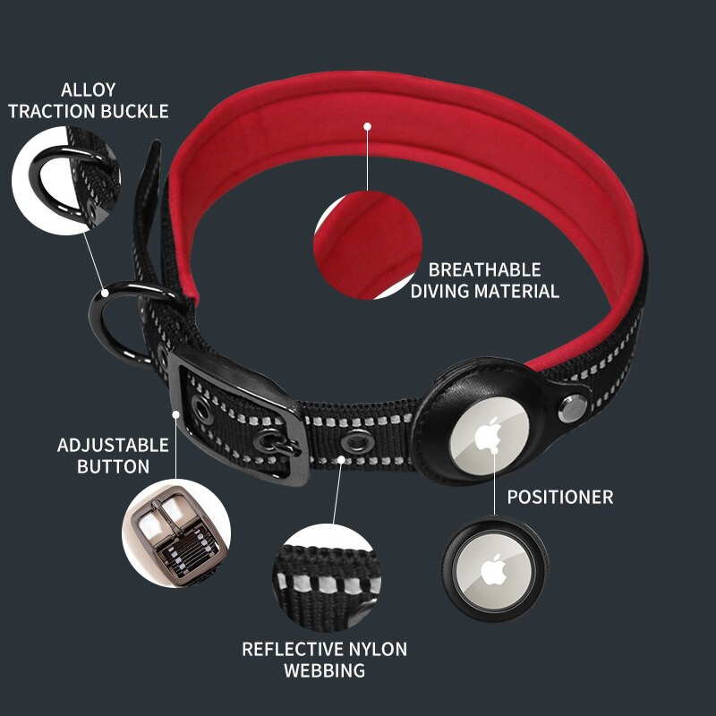 Set de vestă cu ham pentru animale de companie Airtag, set de lesă pentru guler reflectorizant reglabil pentru câini de dimensiuni medii și mari, set de vestă de plimbare pentru câini din nailon anti-pierdere