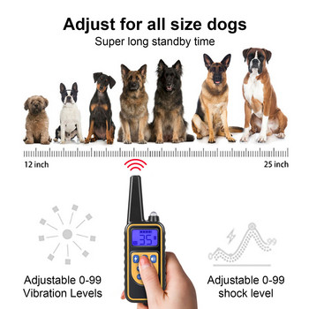 800 м електрически нашийник за обучение на кучета, акумулаторно водоустойчиво дистанционно управление за домашни любимци, което може да показва различни размери нашийник за звукова вибрация