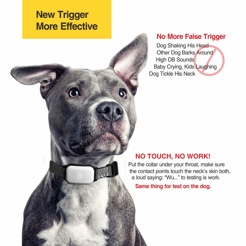 Väikese koera automaatne haukumise kaelarihm Laetav koeratreening elektriline haukumisvastane kaelarihm šokirežiimiga kutsikakoera jaoks