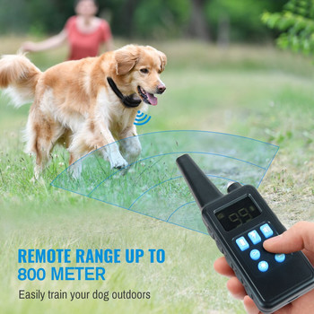 880 800M Ηλεκτρικό κολάρο εκπαίδευσης σκύλων κατοικίδιων ζώων για σκύλους IP7 αδιάβροχο τηλεχειριστήριο για σκύλους φόρτισης οθόνη LCD