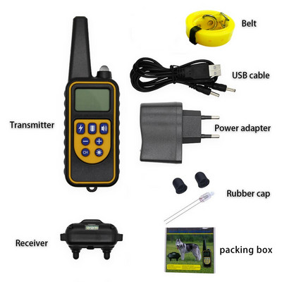 880 800M lemmikloomakoerte koolitus elektrišoki kaelarihm koertele IP7 sukeldumise veekindel kaugjuhtimispult koera seadme laadimise LCD ekraan