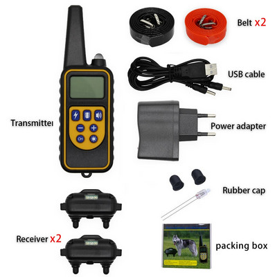 880 800M lemmikloomakoerte koolitus elektrišoki kaelarihm koertele IP7 sukeldumise veekindel kaugjuhtimispult koera seadme laadimise LCD ekraan