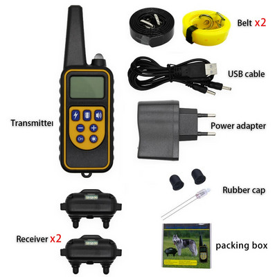 880 800M lemmikloomakoerte koolitus elektrišoki kaelarihm koertele IP7 sukeldumise veekindel kaugjuhtimispult koera seadme laadimise LCD ekraan