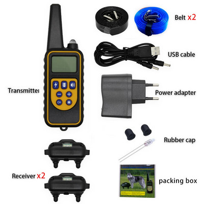 880 800M lemmikloomakoerte koolitus elektrišoki kaelarihm koertele IP7 sukeldumise veekindel kaugjuhtimispult koera seadme laadimise LCD ekraan
