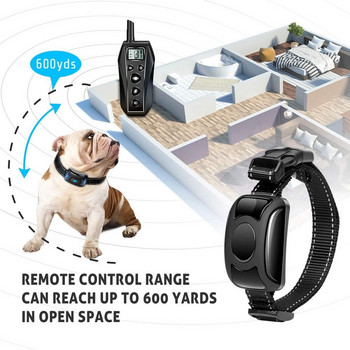 IPX7 Водоустойчив акумулаторен дистанционен нашийник за обучение на домашни кучета Звуков сигнал Вибрационен шок E нашийник Тренажор за кучета за 2 кучета