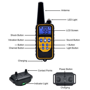 2500 Ft κολάρο εκπαίδευσης σκύλων Remote Receiver Rechargeable Dog Shock Collar Anti-Bark Tool Beep Vibration Shock 3 modes