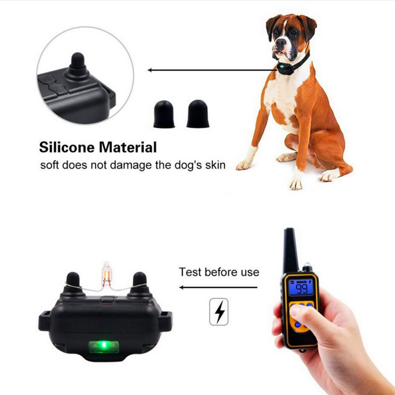2500 Ft Koerte koolituskaelarihm lemmikloomade kaugvastuvõtja Laetav koera põrutusrihm haukumisvastane tööriist piiks vibratsioonišokk 3 režiimi