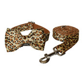Guler de câine de culoare leopard, personalizat, gravat, nume de identificare, nailon reflectorizant, personalizat, set de lesă pentru zgarda de câine ID Nume Etichetă număr de telefon