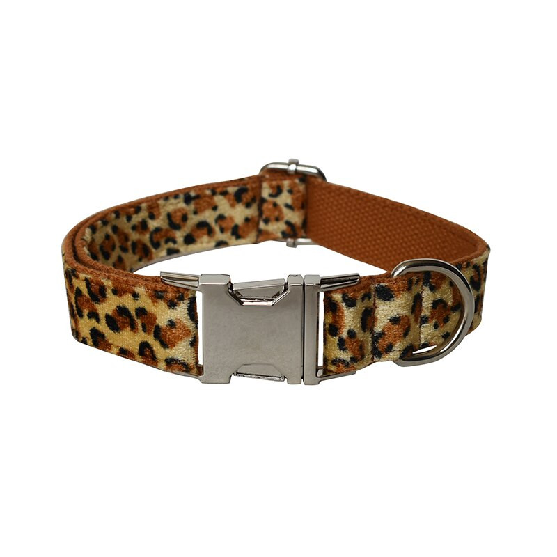Guler de câine de culoare leopard, personalizat, gravat, nume de identificare, nailon reflectorizant, personalizat, set de lesă pentru zgarda de câine ID Nume Etichetă număr de telefon