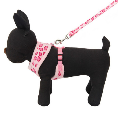 Accesoriu drăguț pentru animale de companie Ham moale pentru animale de companie + lesă pentru animale de companie, leopard, ham reglabil, pentru cățeluș, câine, pisică, accesorii pentru animale de companie