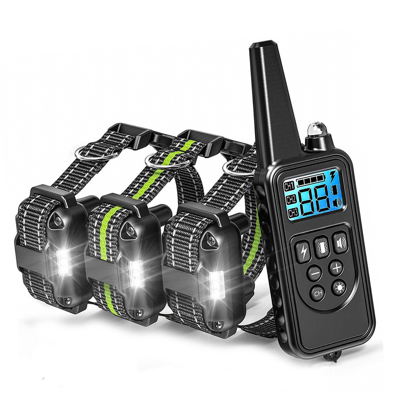 Ηλεκτρικό κολάρο εκπαίδευσης σκύλων Τηλεχειριστήριο κατοικίδιων ζώων, αδιάβροχο επαναφορτιζόμενο με οθόνη LCD για κραδασμούς ήχο κραδασμών όλων των μεγεθών