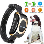 Κολάρο για σκύλους κατοικίδιων ζώων επαναφορτιζόμενο αδιάβροχο κολάρο εκπαίδευσης χωρίς γαβγίσματα μπιπ κραδασμοί κραδασμοί κατά του γαβγίσματος κολάρο Stop Pet