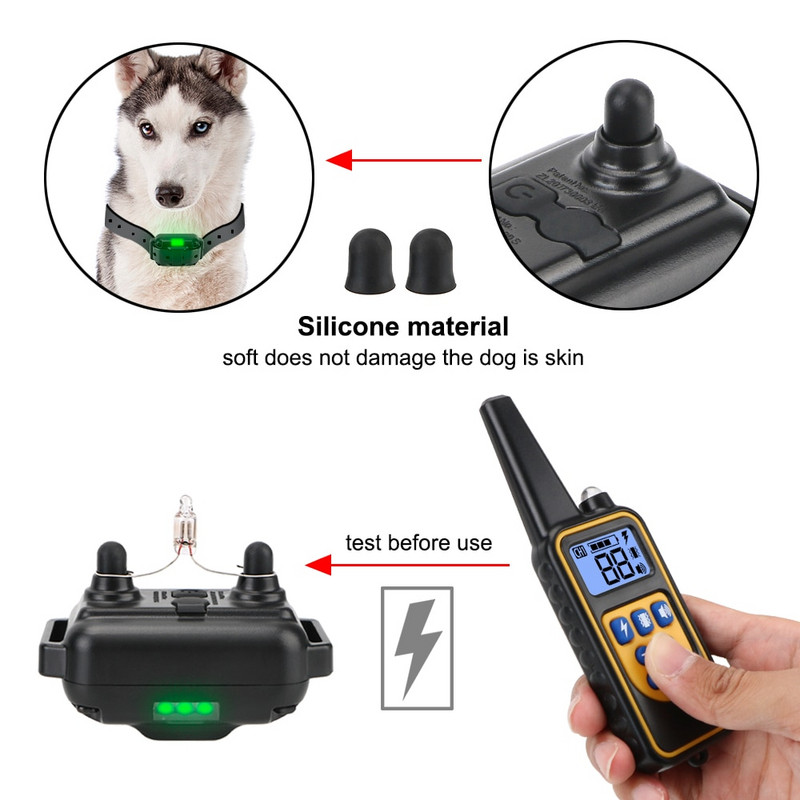 HOOMIN Τηλεχειριστήριο με οθόνη LCD Προϊόντα κατοικίδιων ζώων IP67 Αδιάβροχο Ηλεκτρικό Επαναφορτιζόμενο Κολάρο Εκπαίδευσης Σκύλων 800m