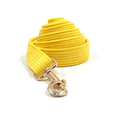 Κίτρινο Κοτλέ εξατομικευμένο λουρί για μικρά σκυλιά Πολυτελείς χρυσές πόρπες Ρυθμιζόμενο κολάρο σκύλου με λουρί με λουρί Shitzu