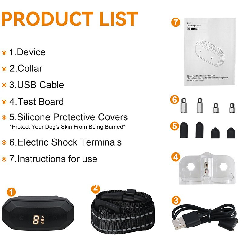 Guler anti-latrat pentru câini, accesoriu pentru zgarda de control pentru dresaj de câini, reîncărcabilă, impermeabilă, anti-latrat pentru câini.