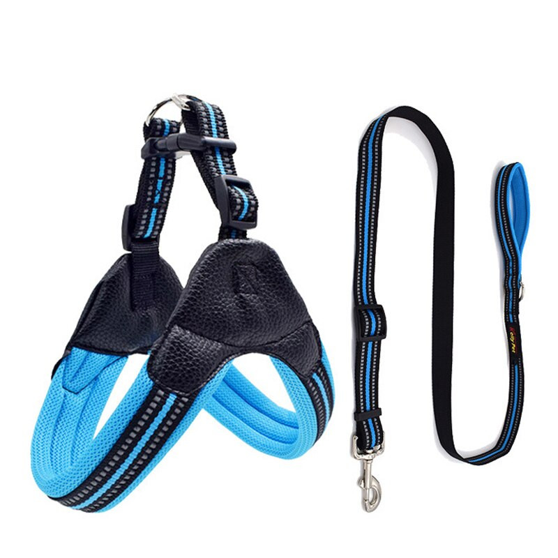 Ham pentru câini, din nailon, respirabil, ham reflectorizant pentru câini și set de lesă, guler pentru animale de companie, lesă pentru câini, mic, mediu, mare, curea pentru piept pentru câini