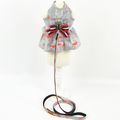 Μόδα λουρί για σκύλο κατοικίδιων ζώων Φόρεμα Flamingo Σετ λουρί μπαντάνας Small Medium Dogs Yorkie Chihuahua Pomeranian Ρούχα AML27