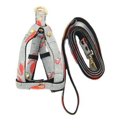 Μόδα λουρί για σκύλο κατοικίδιων ζώων Φόρεμα Flamingo Σετ λουρί μπαντάνας Small Medium Dogs Yorkie Chihuahua Pomeranian Ρούχα AML27