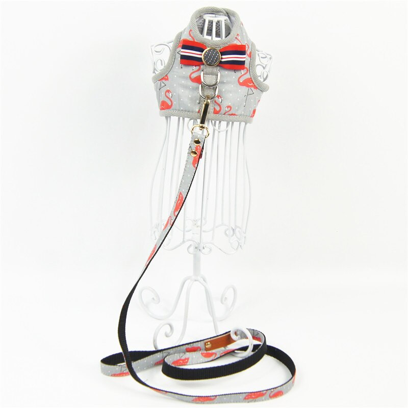 Μόδα λουρί για σκύλο κατοικίδιων ζώων Φόρεμα Flamingo Σετ λουρί μπαντάνας Small Medium Dogs Yorkie Chihuahua Pomeranian Ρούχα AML27